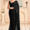 Best Saree Fabric to Look Slim - Black Georgette saree